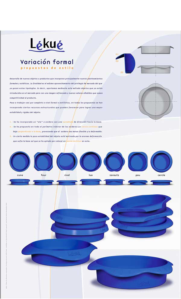 Motllos per a pastissos de silicona lékué. Disseny Industrial. oZ, estudi