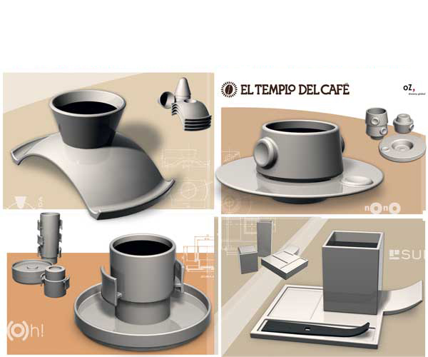 Tazas templo del café. Diseño Industrial